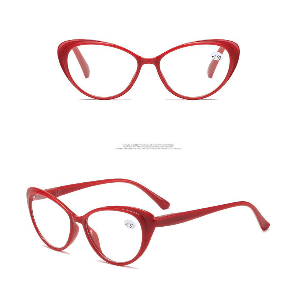 Red (, +350) Stylish Cateye Reading Glasses Spring Hinge Readers For Women