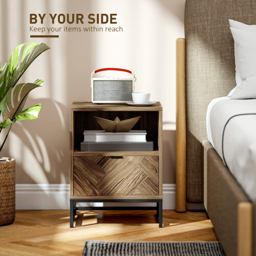 Homcom HOMCOM Bedside Table, Sofa Side Table with Drawer for Bedroom, Brown 2