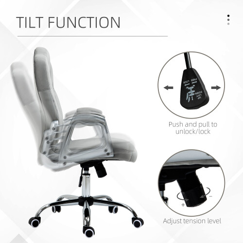 Vinsetto Vinsetto Home Office Chair with Adjustable Height Tilt Function Grey 1