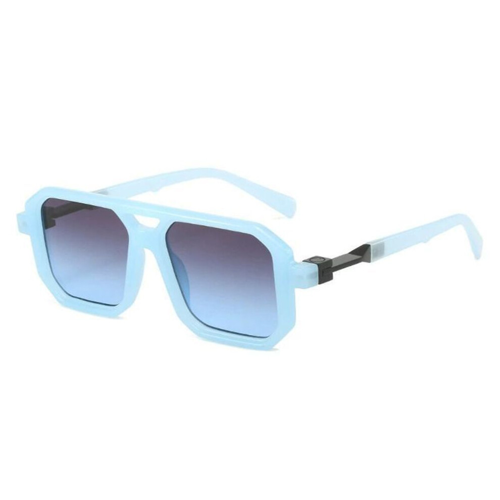 (blue, 1 PCS) Retro Square Frame Sunglasses Men And Women With The Same European And American Double Beam Sunglasses Trend To Wear Decorative