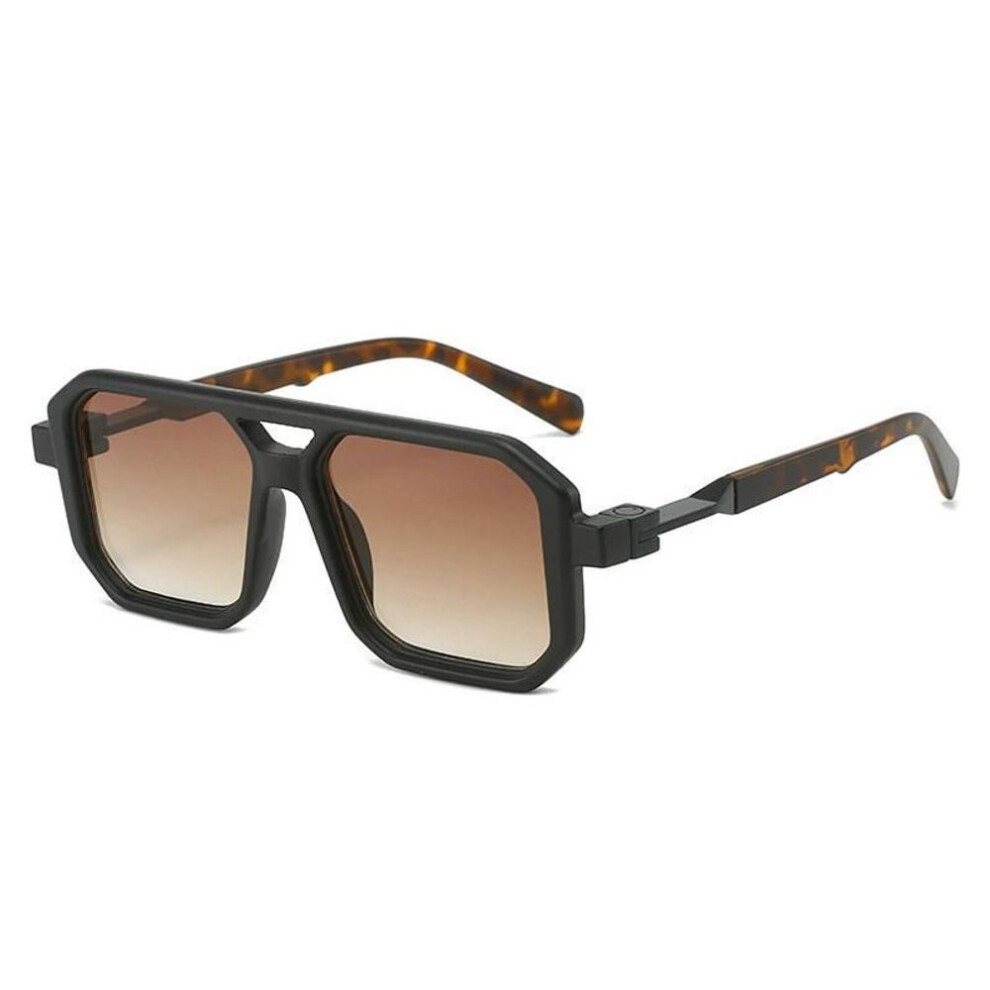 (brown, 1 PCS) Retro Square Frame Sunglasses Men And Women With The Same European And American Double Beam Sunglasses Trend To Wear Decorative