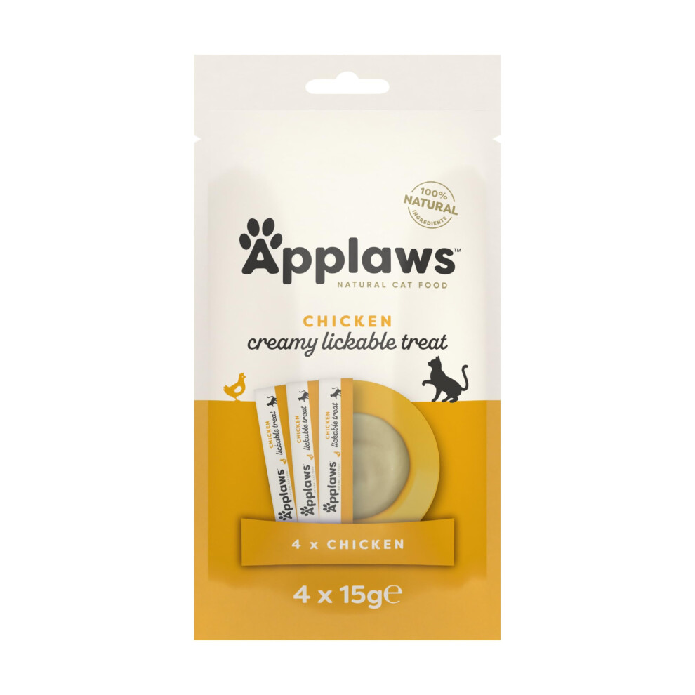 Creamy Chicken Lickable Cat Treats for Cats and Kittens, Grain Free Chicken Puree 15g Sachet, Total 40 Sachets