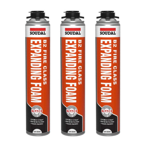 3 x Soudal B2 Fire & Acoustic Expanding Foam