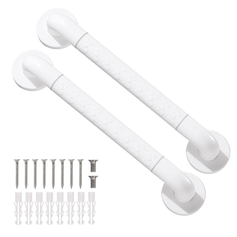 Fanwer 2Pcs Bath Grab Rails With Anti-Slip Grip And Safety Luminous Circles,40Cm Stainless Steel Bath Handle,Shower Wall Grip Handle Towel Rail.