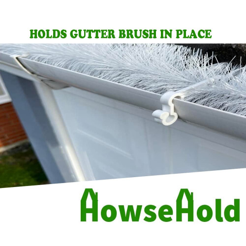 Gutter Brush Clips White [30 Pack] Keeps Gutter Brush/Gutter Mesh Guards in Place 1