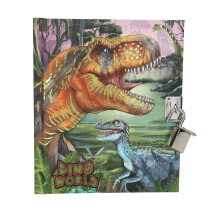 13244 Dino World Lockable Diary with Dinosaur Motifs and 192 Pages Lined and Illustrated Colours, Multicoloured, One Size