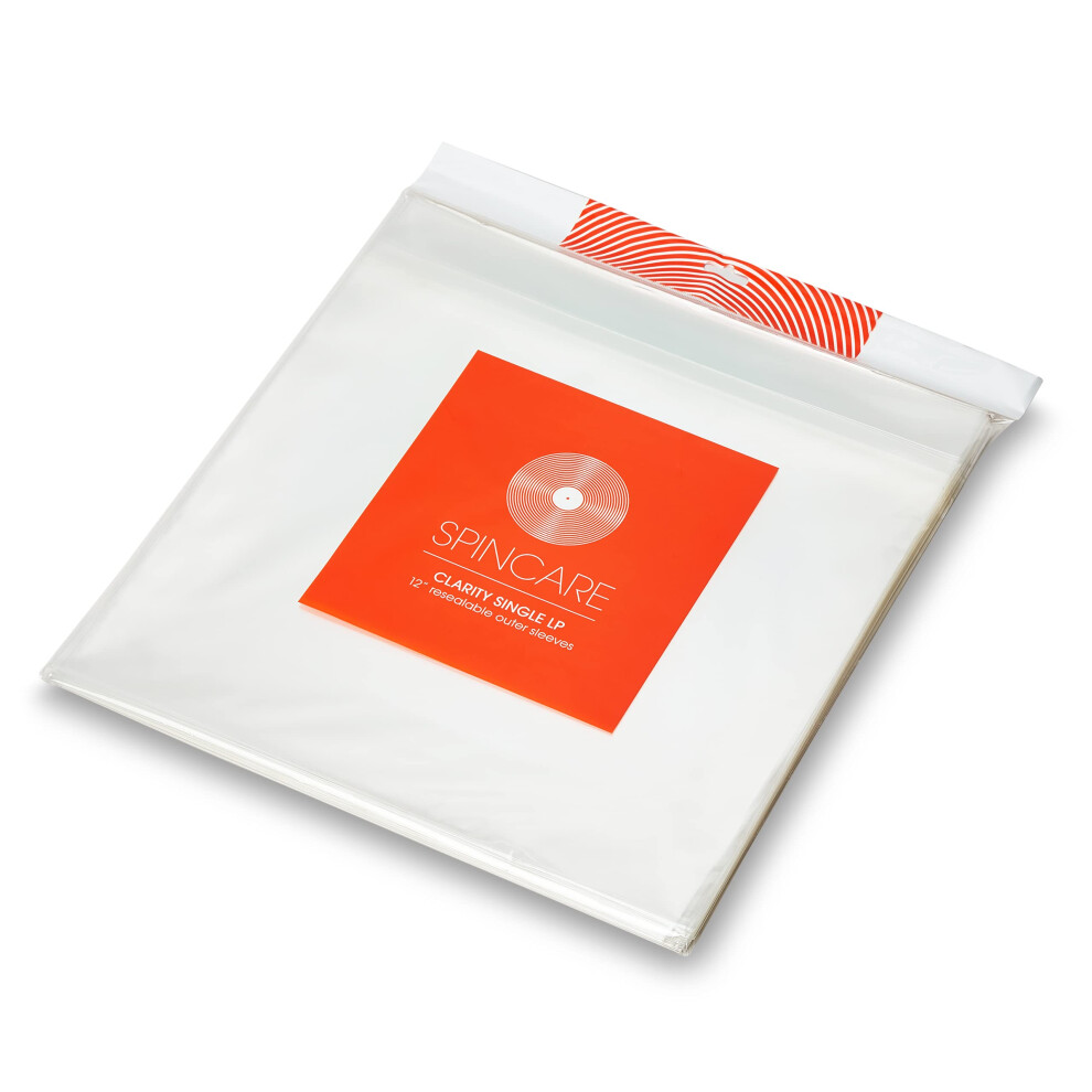 Spincare 50X 12 Inch Single Lp Resealable Clear Outer Vinyl Record Sleeves | Clarity Blake Covers Fit Single 12” Albums & Lps