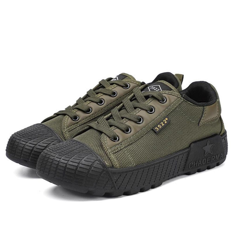 (green, 44) Canvas Sneakers Men Wear-resistant Sport Shoes Men Lace-Up Walking Shoes Climbing Work Sneakers Mens Casual Shoes