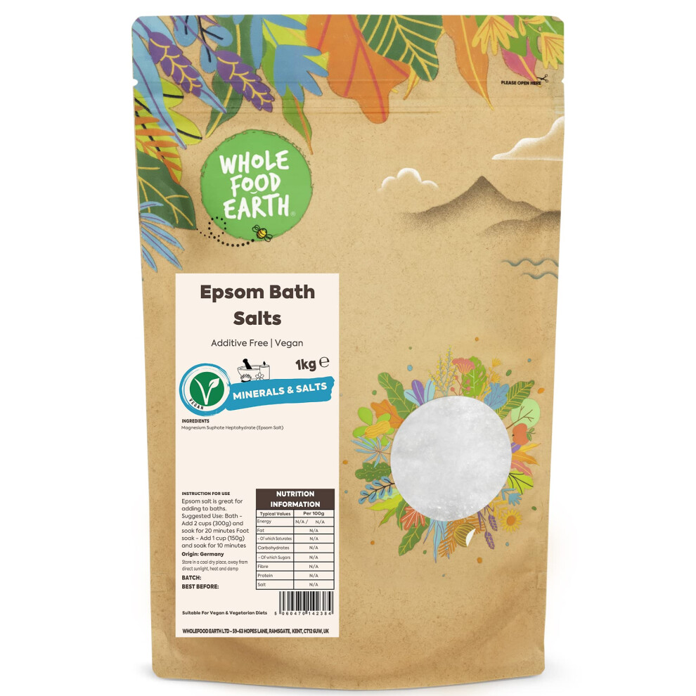 Wholefood Earth - Epsom Salts 1Kg - Unrefined - Additive Free