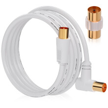 TV Aerial Cable 10m – Pure Copper TV Coaxial Cable with Dual Shielding for Strong Signal – Straight or Right-Angle – Female-to-Female Adaptor