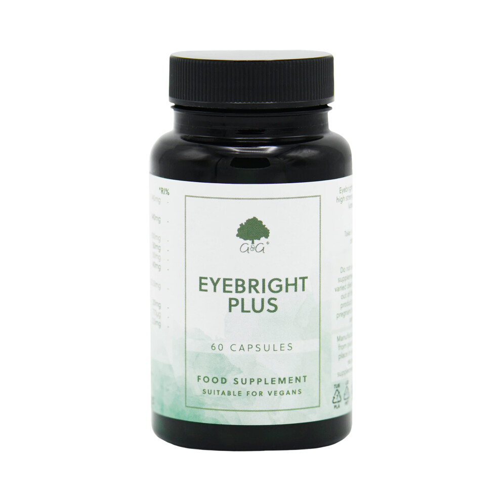 G&G Vitamins Eyebright Plus | Eyebright, Lutein, Astaxanthin, Bilberry, Lycopene Supplement | 60 Vegan Capsules |