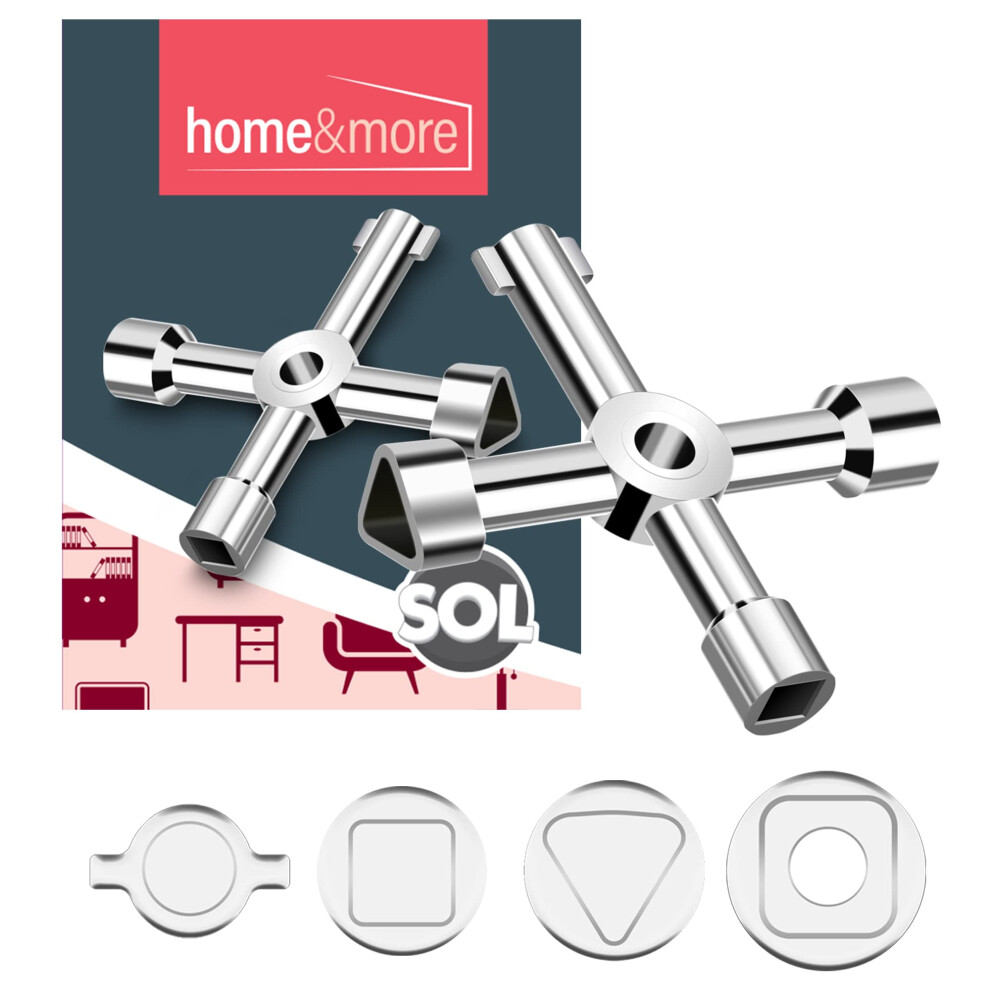 2pk Household 4 Way Utility Key – Radiator, Gas Meter, Panel & Service Utility Keys – Triangular Keys for Meter Reading, Electric Meter Box & Gas