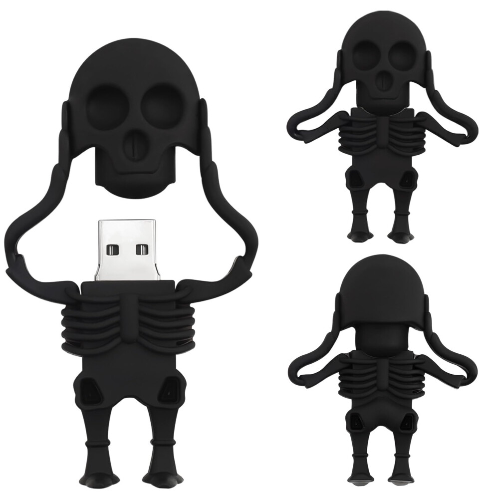 32 Gb Usb Flash Drive Cartoon Skeleton-Shaped Memory Stick Novelty Pen Drive Cool Usb Drive Amazing Gifts, Black 308075771956