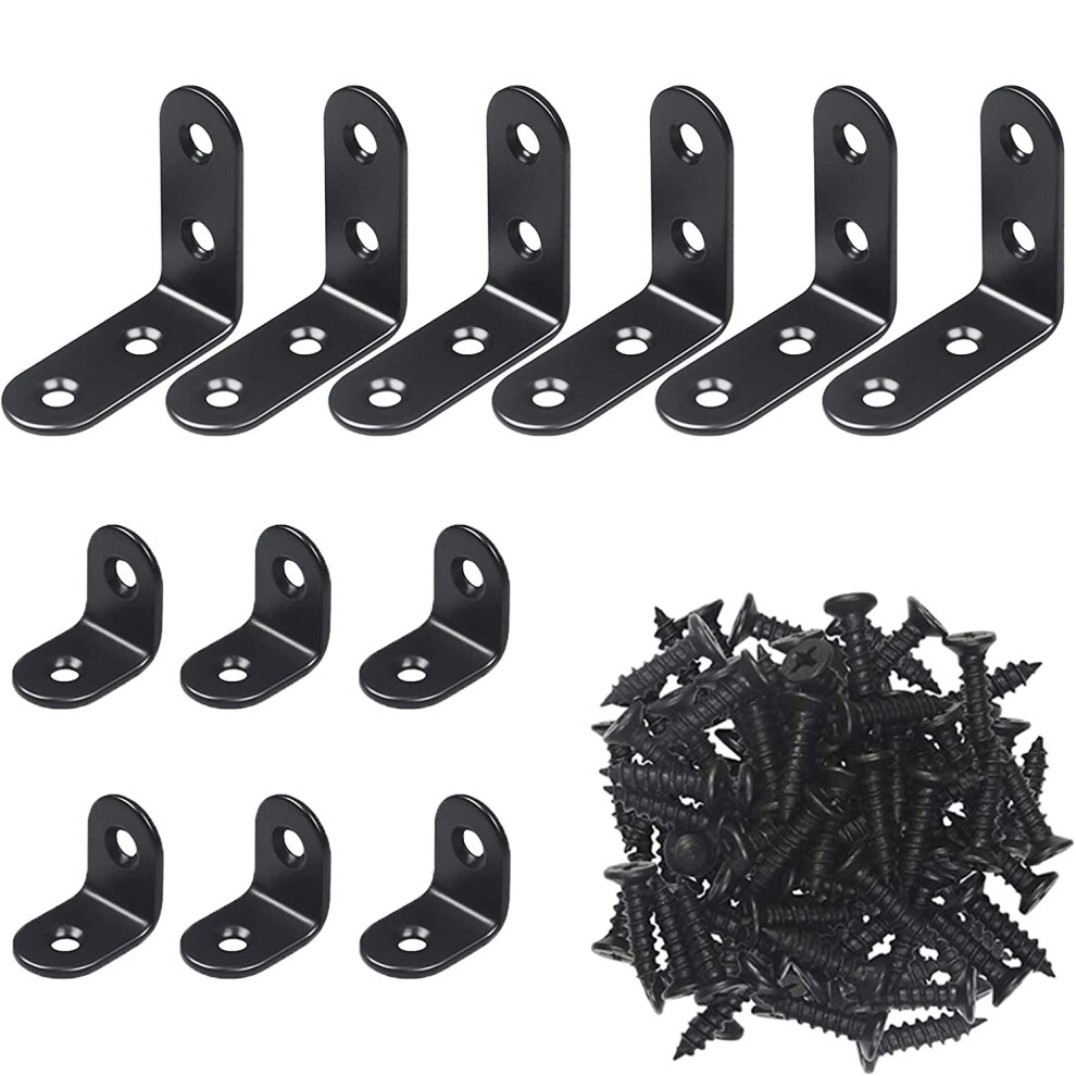 L Bracket 12Pcs Metal Bracket For Wood Right Angle Bracket L Shaped Bracket Corner Bracket With 36 Metal Screws For Wood Furniture Cabinet Desk 8710231225135