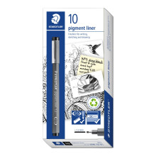 308 12-9 Pigment Liner Fineliner Pen for Writing & Technical Drawing - Black, 1.2mm (Box of 10)
