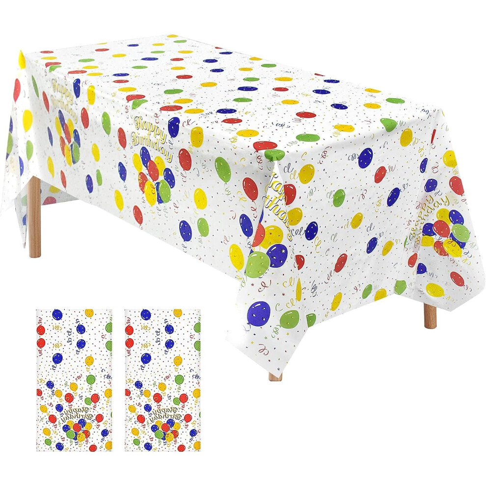 Pack of 2 Tablecloth, Party, Birthday Tablecloth, 137 x 274 cm, Colourful Tablecloth, Reusable, Waterproof Plastic Tablecloths, Table Cloths, Oilcloth