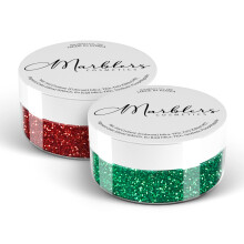MARBLERS Feines Glitzer-Duo in Kosmetikqualitt [Santa Red & Christmas Green] 0,36 oz (10 g) | Ungiftig | Vegan | Tierversuchsfrei | Lidschatten-Nage