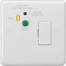 CU6RCD 13A RCD Protected Fused Spur Unit - 30mA (Type A), White, 12.0 mm*86.0 mm*86.0 mm