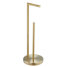 Toilet Roll Holder Free Standing, NEWRAIN Gold Bathroom Accessories Freestanding Toilet Roll Holder, Stainless Steel Toilet Roll Storage