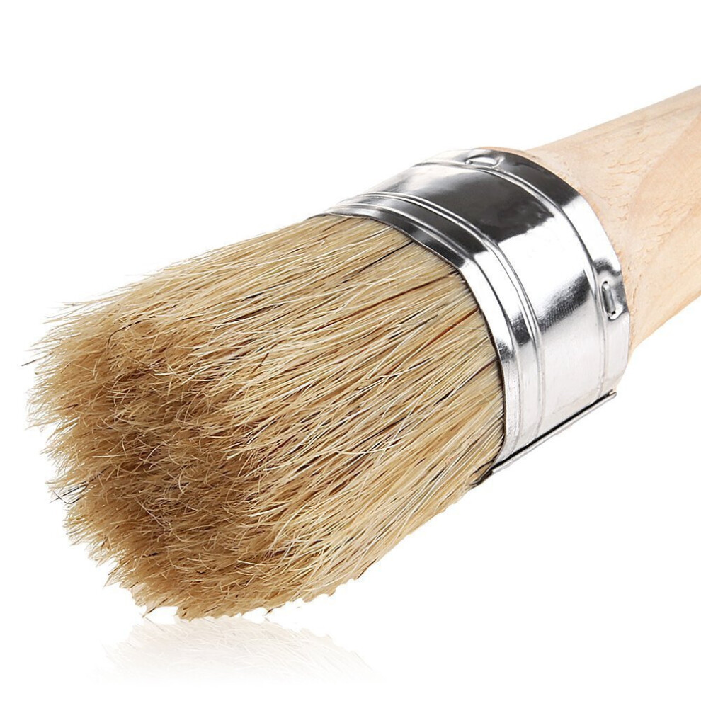 Chalk Paint Brush For Painting And Waxing, 40Mm Natural Bristle Round Wax Brush For Furniture Painting, Perfect For Furniture Stencils Wood Home Decor 663585691829