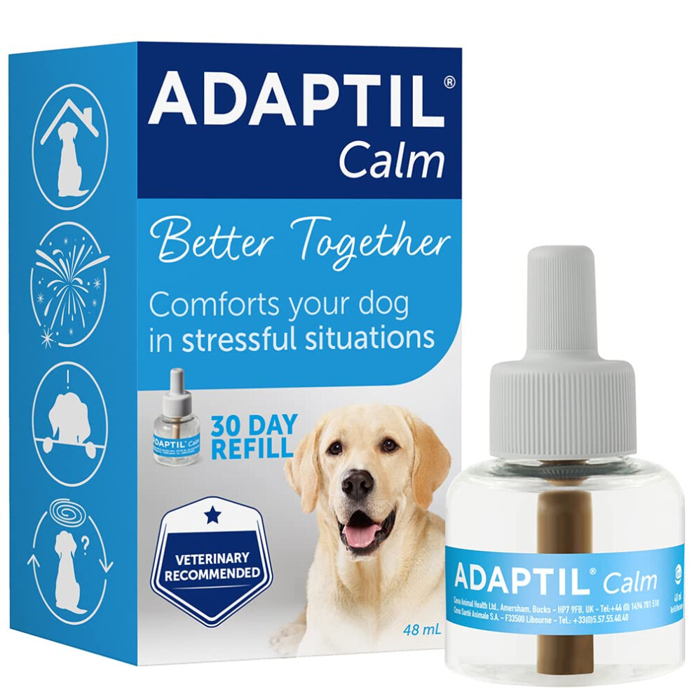 Adaptil 30 Day Refill For Calm Home Diffuser For Dogs | 1 Refill For Dog Calming Plug In Pheromone Diffuser To Help Reduce Anxiety And Stress