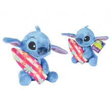 Disney Stitch With Surfboard 25cm, cuddly soft toy for kids and adults for birthday and gift, from 0 years
