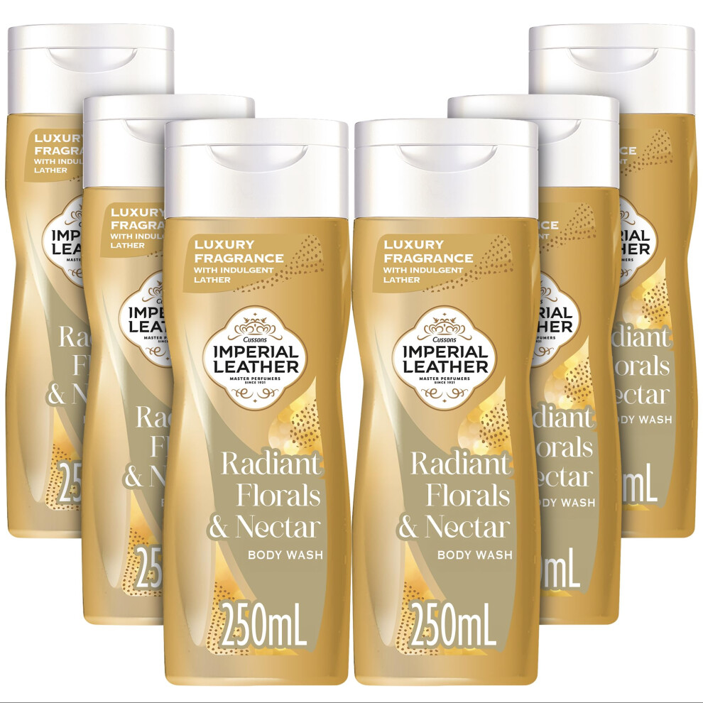 Radiant Florals & Nectar Body Wash Shower Gel, Signature Oil Blend, Creamy Indulgent Lather, Luxury Fragrance, Bulk Buy, Pack of 6 x 250ml