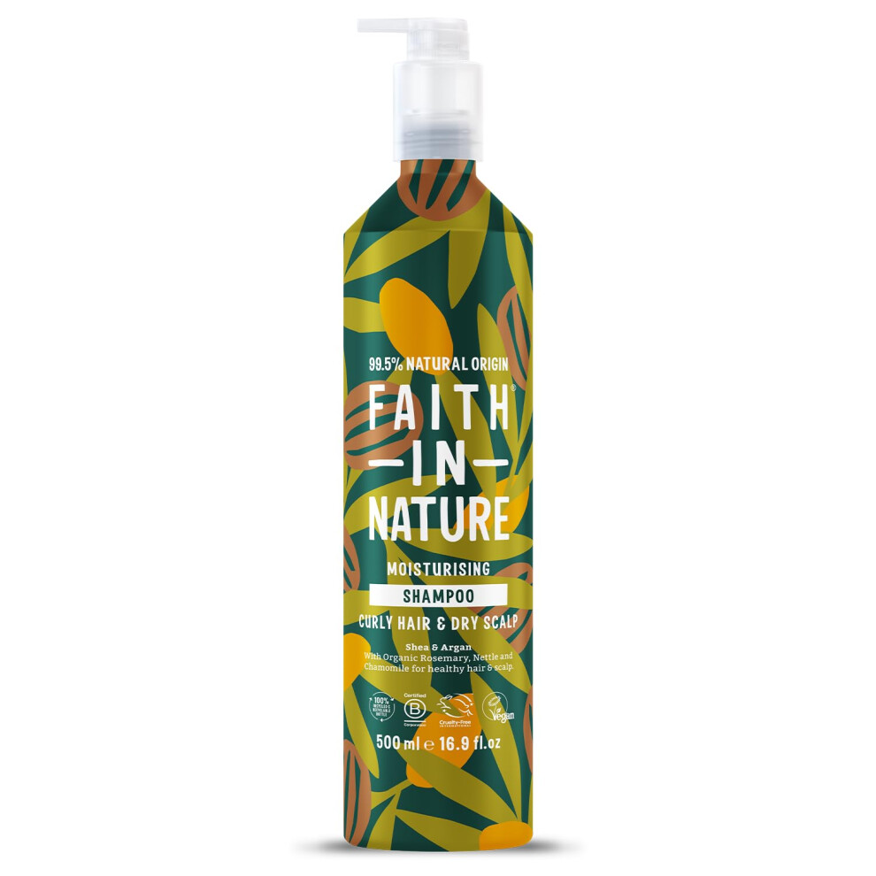 Faith In Nature - Natural Shampoo Aluminium Bottle - Vegan & Cruelty Free, No Sls Or Parabens - 500Ml, Shea & Argan