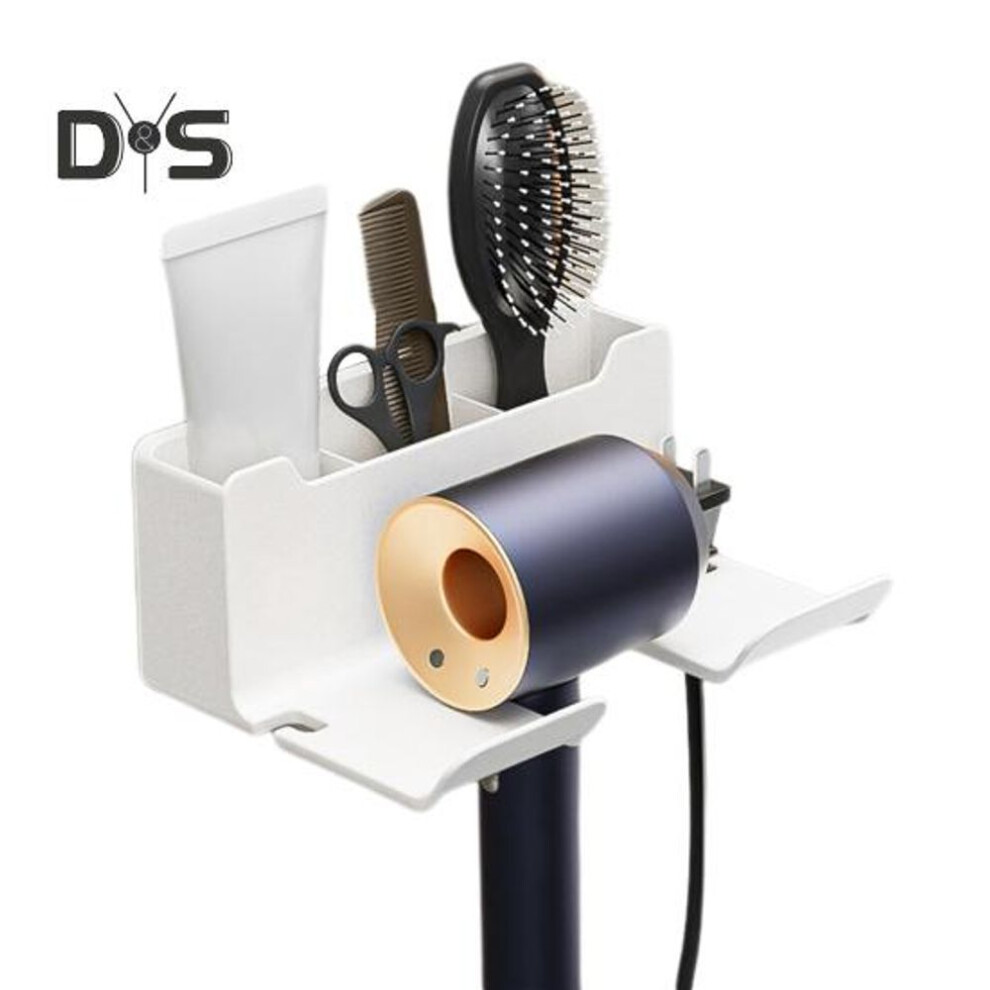 (white) Hair Dryer Holder Space Saving Organizer Rustproof Strong Load-bearing Simple Installation Hair Dryer Accessories Rack