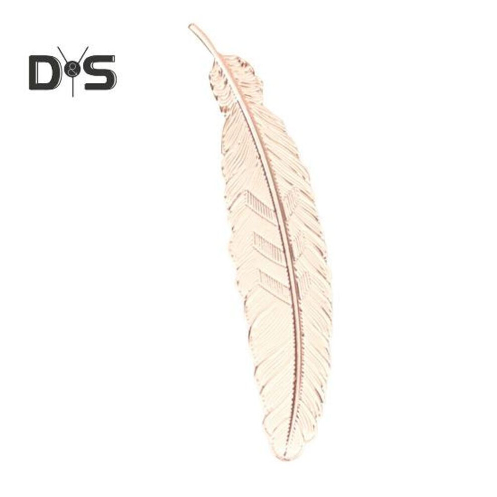 (rose gold) Chinese Style Bookmark Feather Shape Metal Electroplated Bookmark Diy Leaf Decorative Book Mark School Supplies