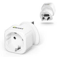 EU to UK Plug Adapter, Europe Schuko 2 Pin to 3 Pin UK Travel Adaptor, European Euro to British Adapter- 1 Pack, White