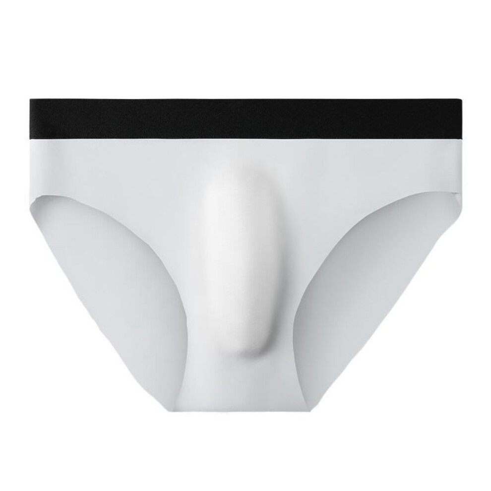 (L, white) Men's Ice Silk Ultra-Thin Seamless Briefs – Breathable, Soft, and Comfortable Summer Underwear