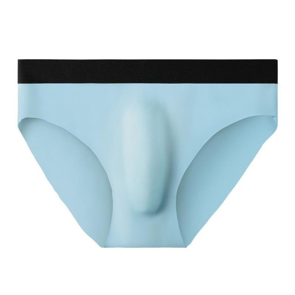 (XL, medium blue) Men's Ice Silk Ultra-Thin Seamless Briefs – Breathable, Soft, and Comfortable Summer Underwear
