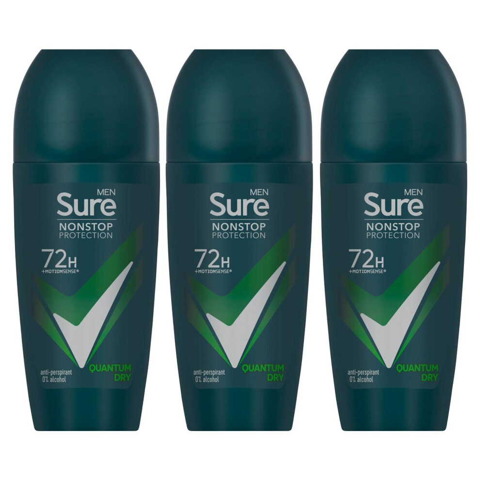 Sure Antiperspirant 72H Nonstop Sweat And Odour Protection Alcohol-Free Roll On With Citrusy, Spicy And Woody Scent Multi Fragrance Deodorant For Men, 50Ml