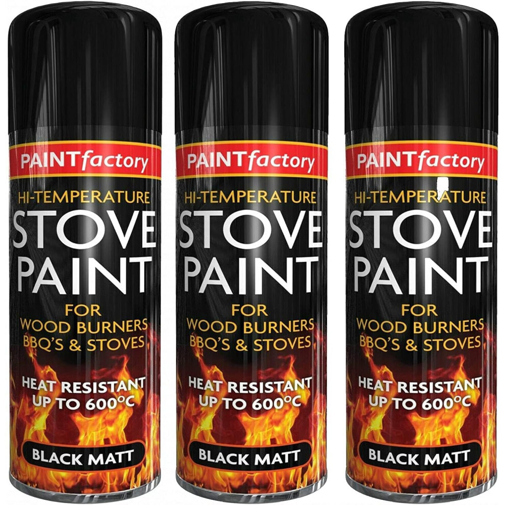 Paint Factory Black High Temperature Heat Resistant Matt Spray Paint Stove 400Ml Bbq's (3)