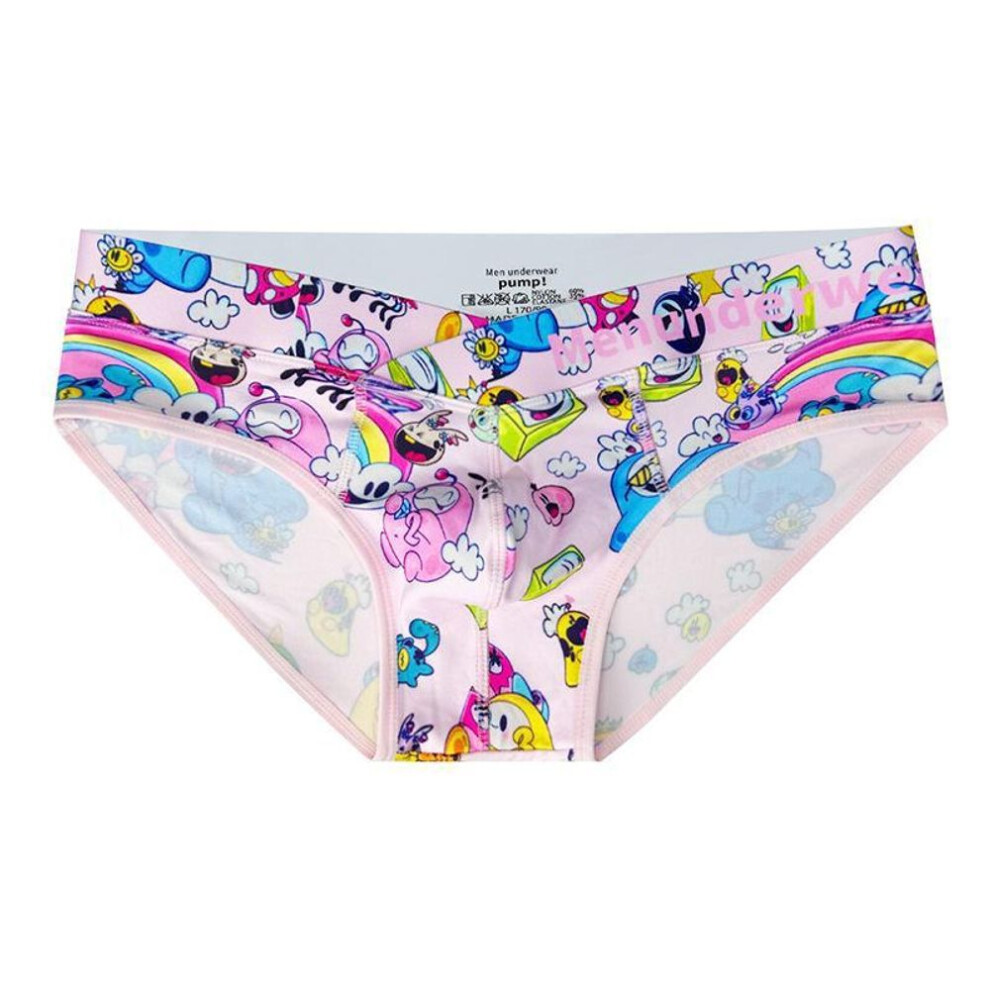 (XXL, pink) Graffiti Print Men's Low Waist Breathable Underwear MP295