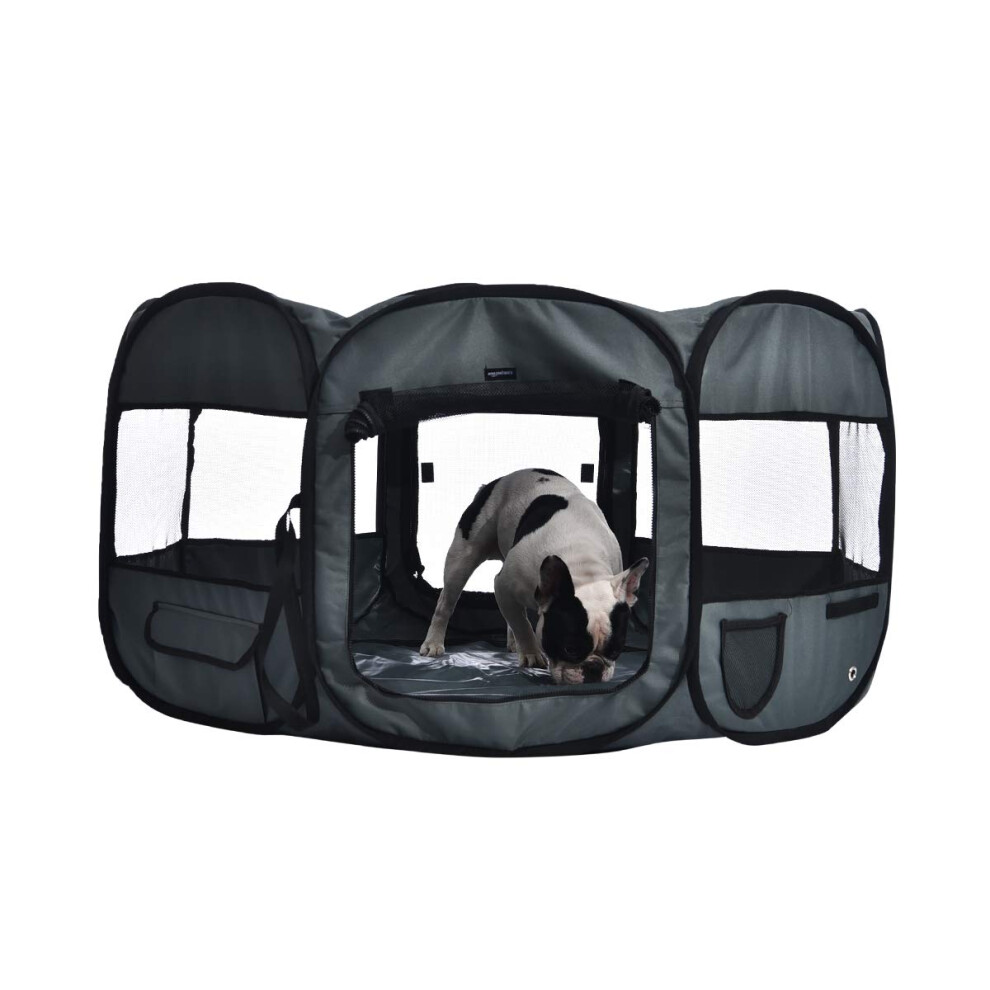 Amazon Foldable Octagonal Indoor And Outdoor Portable Soft Dog Pen/Puppy Pen/Playpen, 114 Cm, Grey
