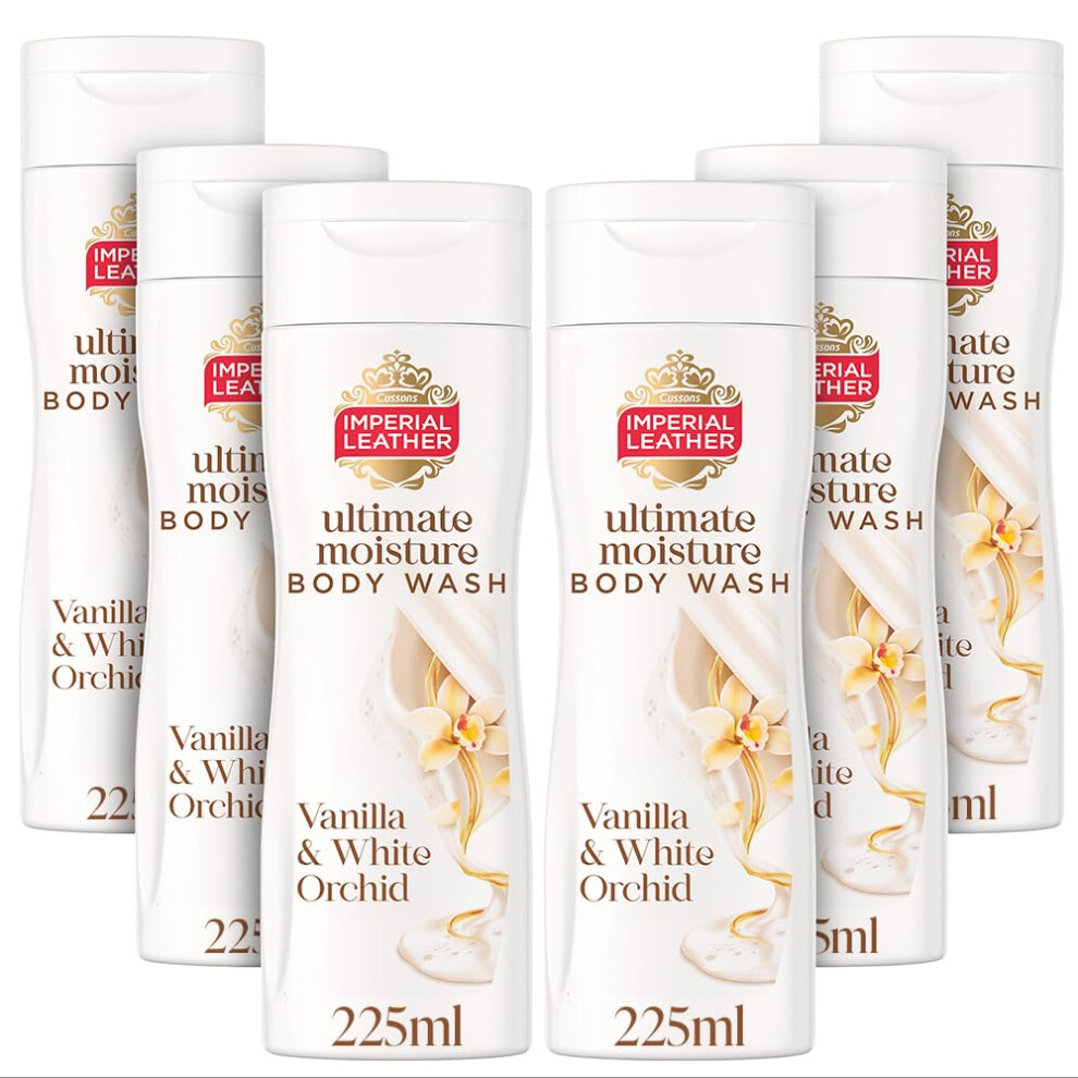Ultimate Moisture Vanilla & White Orchid Body Wash, Ultra Rich Lather & Soothing Fragrance, Suitable for Sensitive Skin, Vegan & Cruelty Free (225ml),