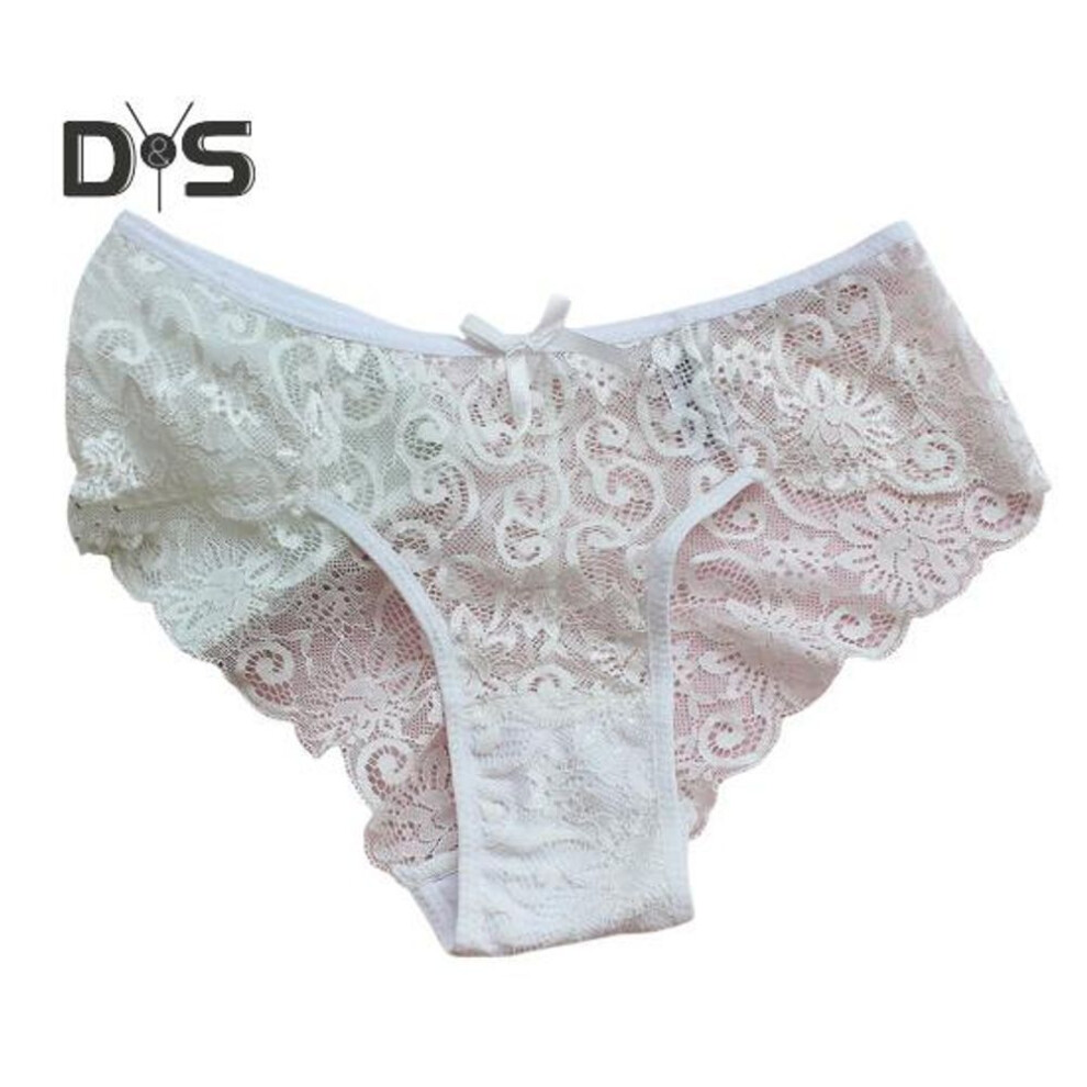 (white, L) Women Panties Low Waist Hollow Out Lace Good Breathability Solid Color Briefs Slim Fit Thin Quick Dry Casual Sport Lady Underpants