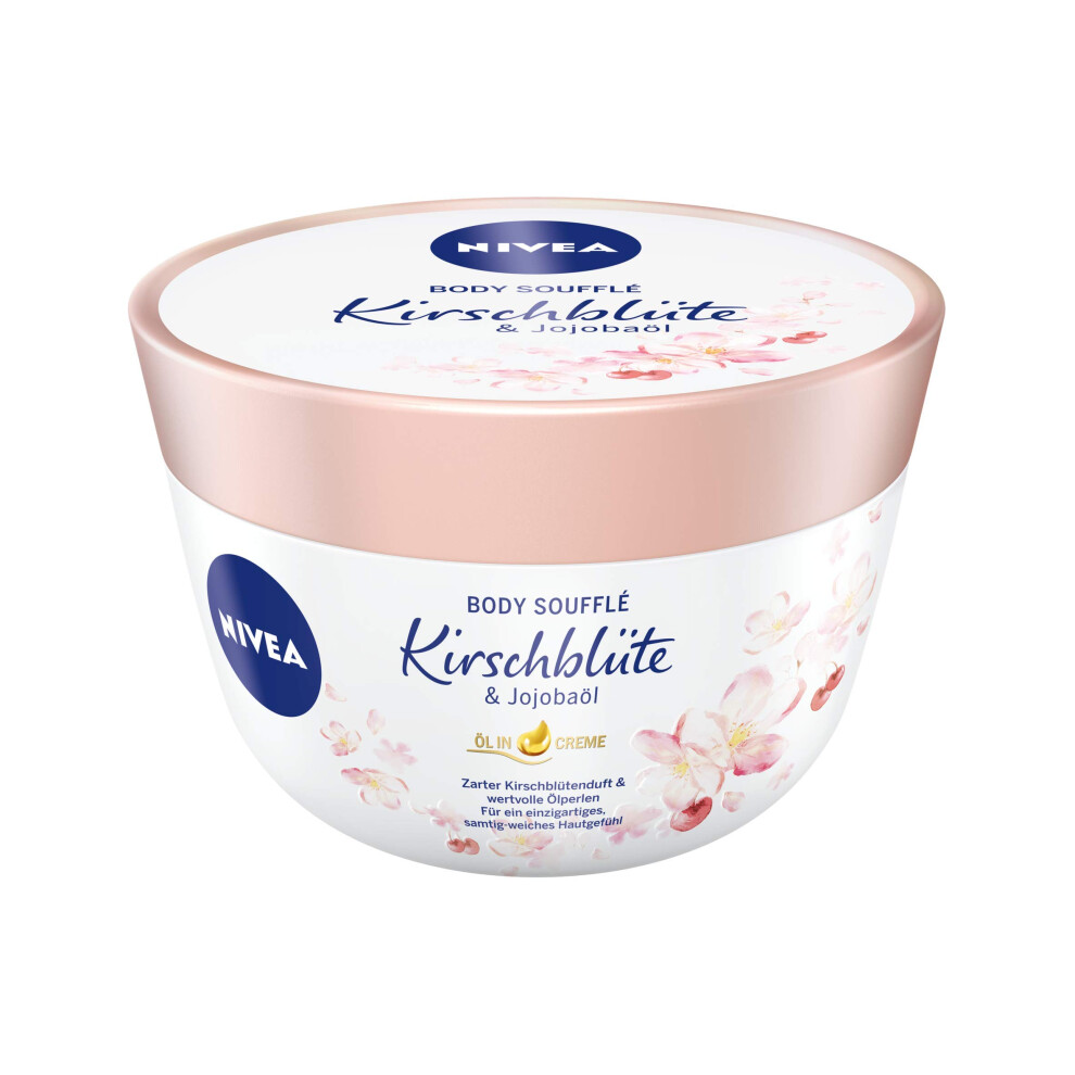 Body Soufflé Cherry Blossom & Jojoba Oil (200 ml), Body Care for 24h Moisture, Lotion for Dry and Very Dry Skin