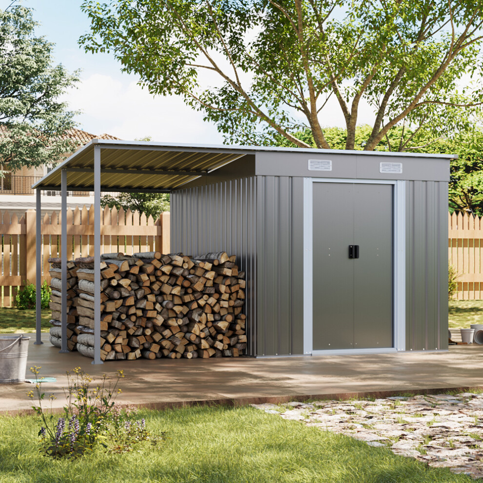 5.5 x 7.5FT Outdoor Metal Storage Shed with Lean-to