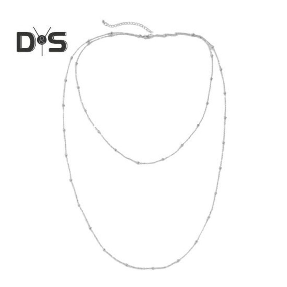 (silver) Women Sweater Chain Double-layer Alloy Beads Adjustable Clothes Jewelry Dating Prom Party Garment Decoration Necklace