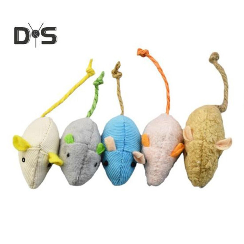 5 Pcs Plush Mouse Cat Toy Interactive Stuffed Mouse Kitty Chew Toy Cat Teeth Cleaning Mice Toy for Indoor Cats