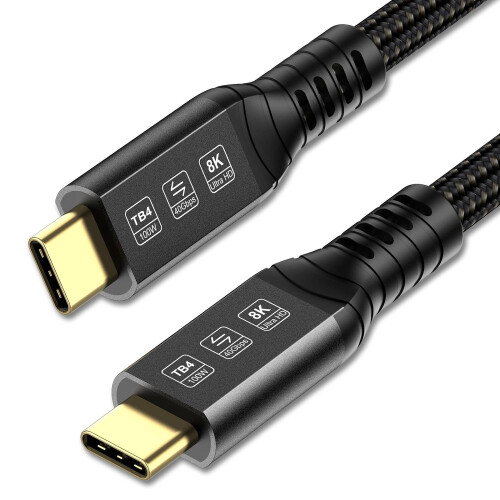 Thunderbolt 4 Cable USB Type C Support 40Gbps Data Transfer / 8K@60Hz Video/ 100W Charging Compatible with iPhone 15/15 Plus/ 15 Pro/ 15 Pro Max,