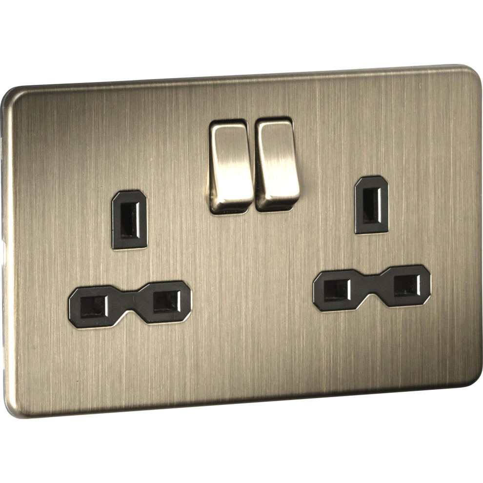 13A 2G Dp Switched Socket - Antique Brass 5056270850789