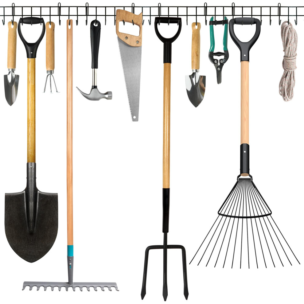 Garden Tool Storage Rack 160cm â Wall-Mounted Metal Tool Organizer for Shed â Heavy-Duty Rack for Garden Tools, Shovels & Rakes â Ideal Shed