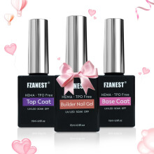 Builder Nail Gel With Top and Base Coat HEMA Free, 15ml * 3pcs Gel Polish Kit for Nail Thickening Apex Extension Soak Off No Wipe Top Finish Base LED