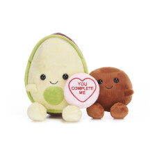 38029 20cm Swizzels Love Hearts “You Complete Me” Avocado and Stone Plush Soft Toy Pair, Green