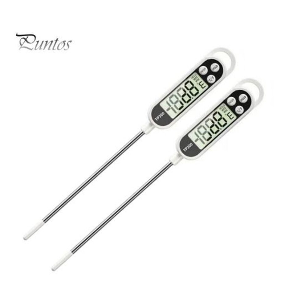 2Pcs Food Thermometer Waterproof Digital Thermometer with Long Stainless Steel Probe Backlit LCD Display Kitchen Tool for Cooking Grilling Baking