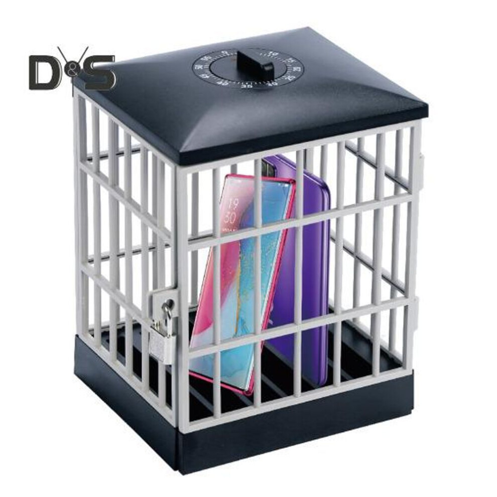 (black gray) Cell Phone Jail Lock Box With Keys Mobile Prison Cell Phone Cage For Classroom Family Self-discipline Tool